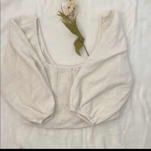 Billabong Cream Puff Sleeve Blouse. Size M